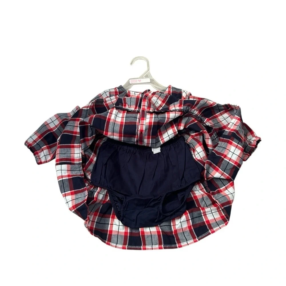 The Children’s Place Baby Girl Holiday Plaid Button Ruffle Dress Size 12-18